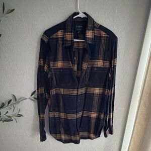 J. Crew Black and Tan Plaid Button-Down Shirt